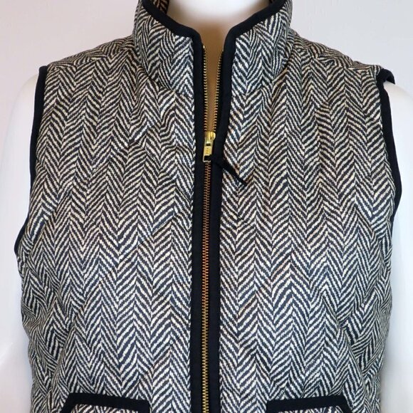 J.Crew Excursion Printed Quilted Puffer Full Zip Herringbone Vest - Picture 4 of 8